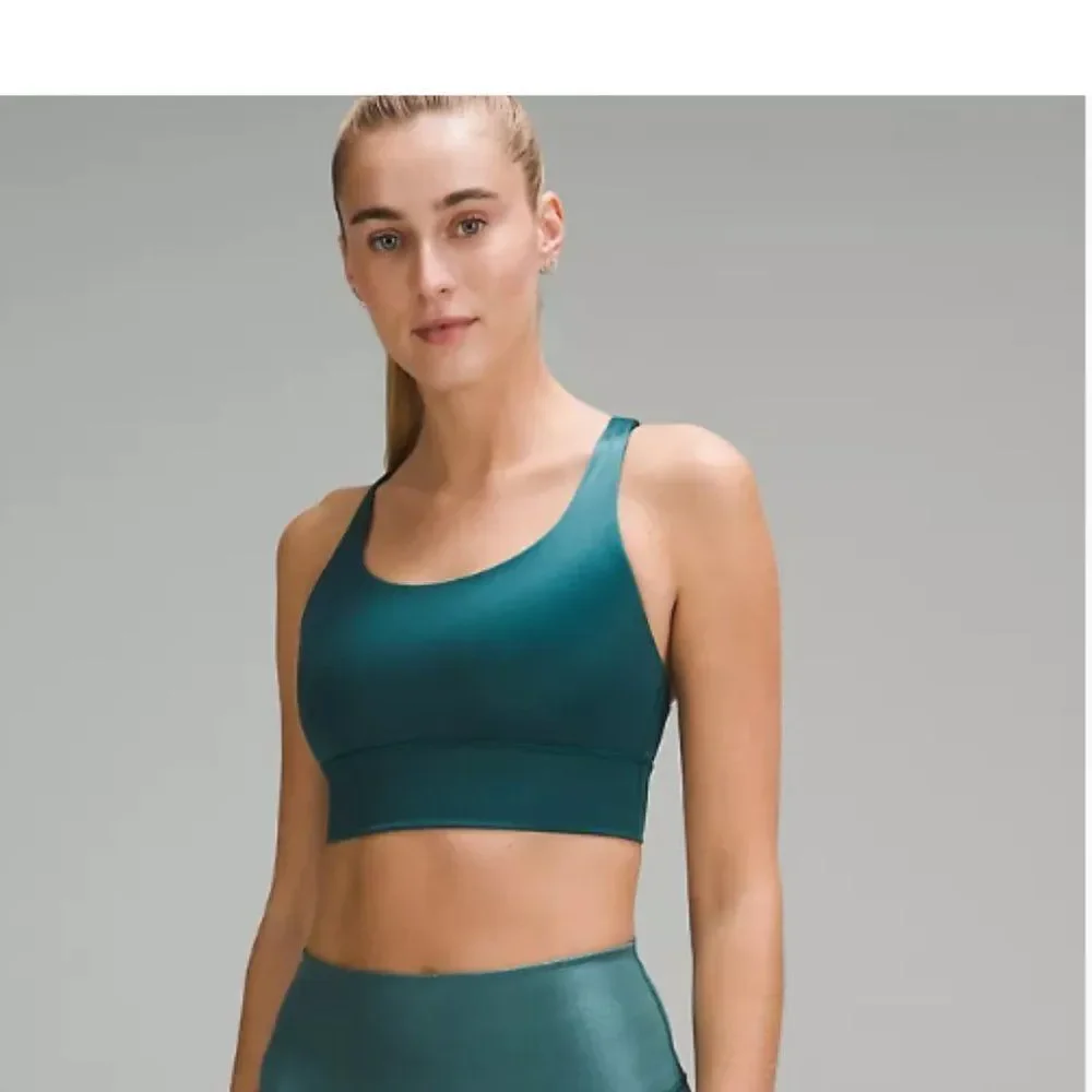 NWT LULULEMON Energy Bra Longline lululemon Bra Medium Support, STORM TEAL GREEN - Picture 3 of 5
